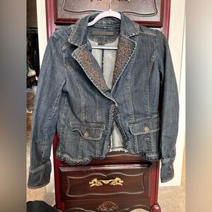 Point Zero Embellished Collar Denim Jacket Women’s Size Large
